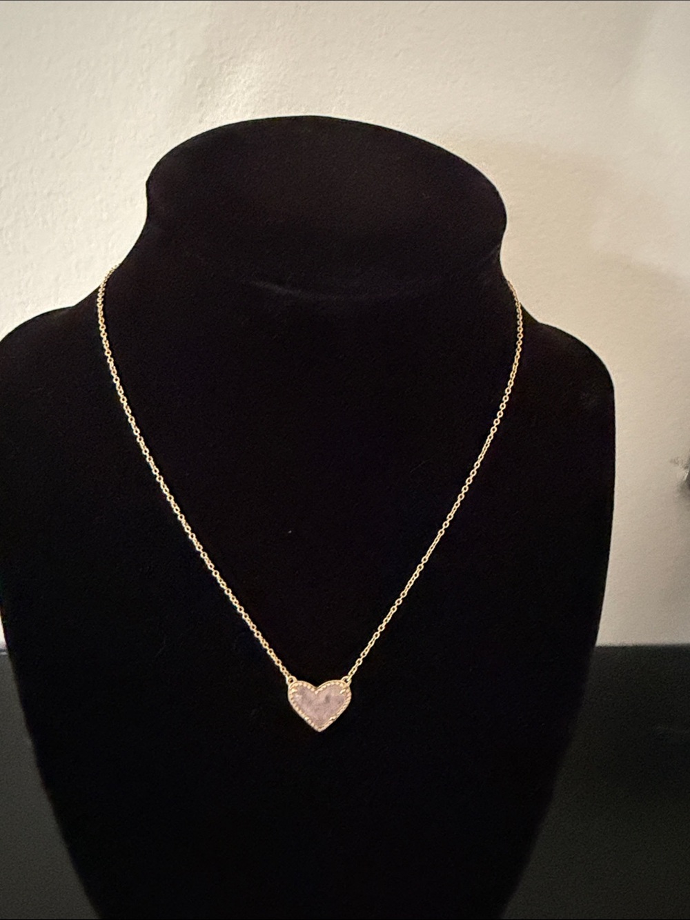 Kendra Scott Gold Heart Necklace with Light Pink Stone